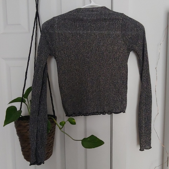 Zara crop top grey silver and black frills - Picture 1 of 4